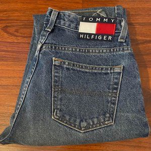 Tommy Hilfiger Mom Jeans Vintage 1990’s High-Rise Y2K LOGO w/ Front Pocket Symbo